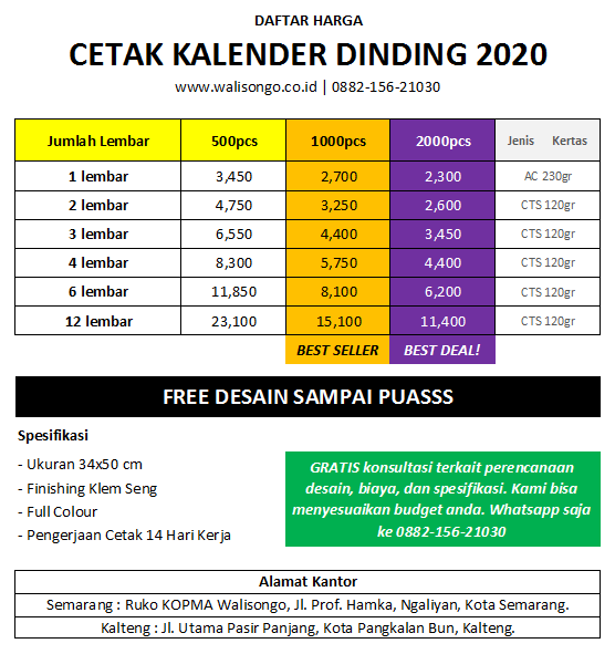 Jasa Cetak Kalender  2020