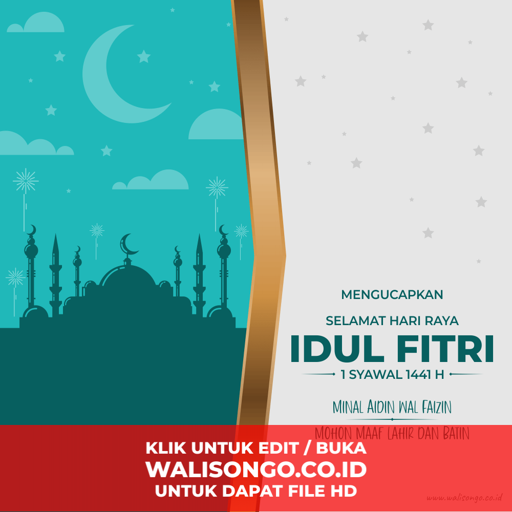  Kartu  Ucapan  Idul  Fitri  1441  H  Desain  Background Elegan 